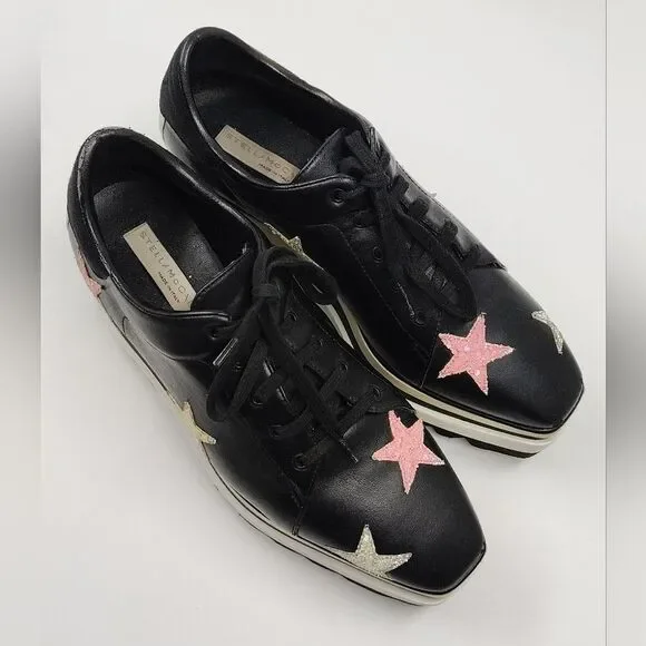 Stella McCartney Leather Elyse Star Platform Trainers Sneakers Sz 38 - Picture 11 of 16